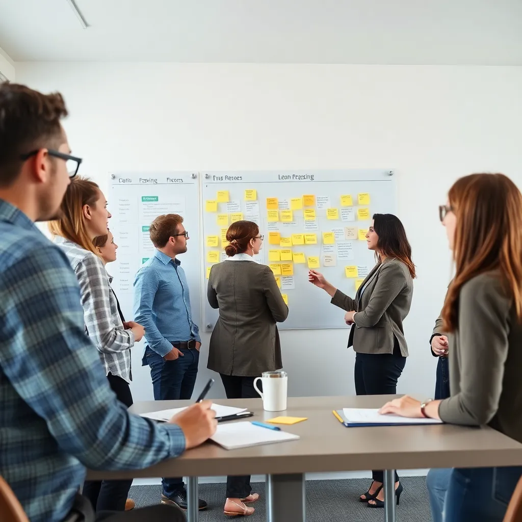 Nederlandse professionals tijdens een Lean workshop waarbij ze een procesanalyse uitvoeren