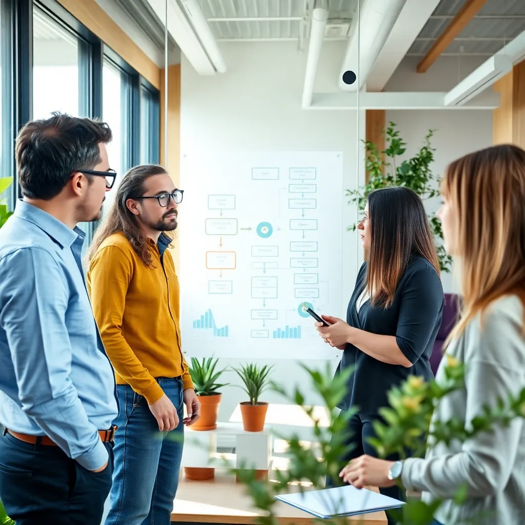 Nederlandse professionals werken aan procesoptimalisatie in een modern kantoor