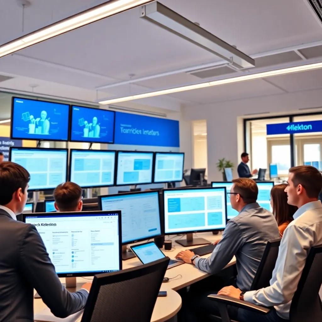 Moderne werkplek bij Nederlandse financiële instelling met digitale werkprocessen